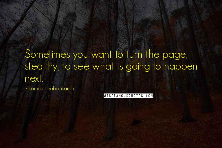 Kambiz Shabankareh Quotes: Sometimes you want to turn the page, stealthy, to see what is going to happen next.