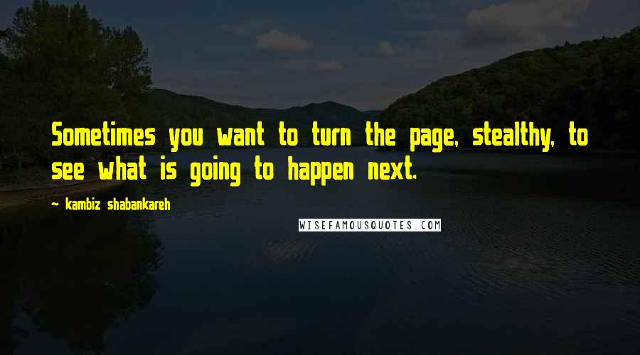 Kambiz Shabankareh Quotes: Sometimes you want to turn the page, stealthy, to see what is going to happen next.