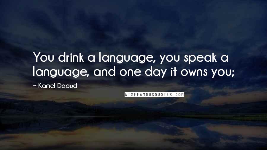 Kamel Daoud Quotes: You drink a language, you speak a language, and one day it owns you;