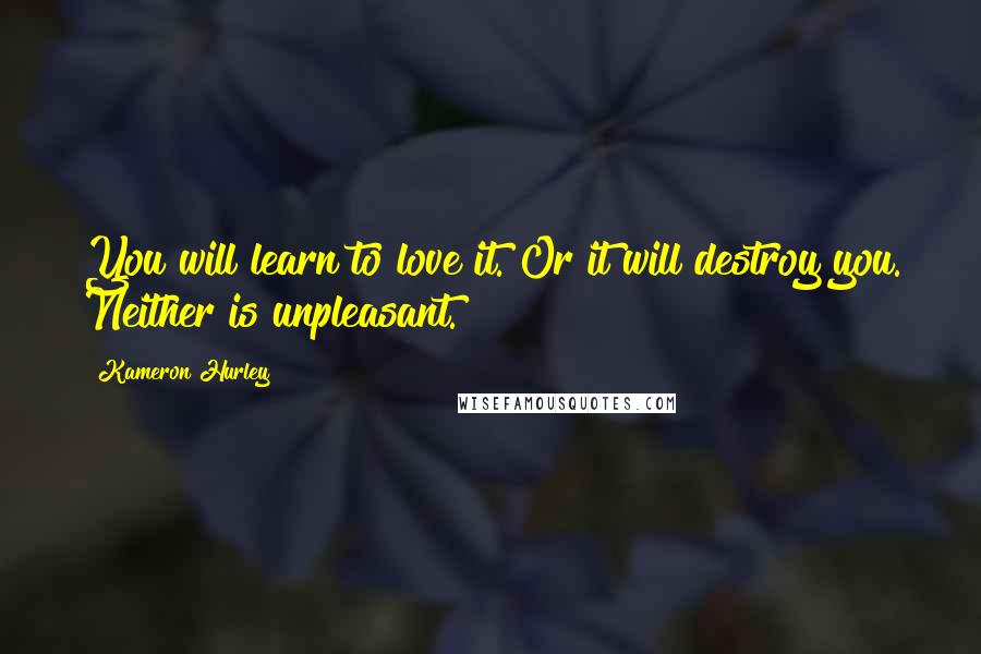 Kameron Hurley Quotes: You will learn to love it. Or it will destroy you. Neither is unpleasant.