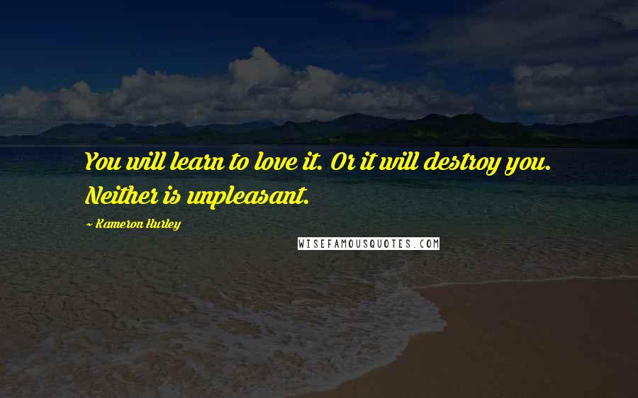 Kameron Hurley Quotes: You will learn to love it. Or it will destroy you. Neither is unpleasant.