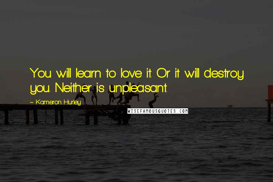 Kameron Hurley Quotes: You will learn to love it. Or it will destroy you. Neither is unpleasant.