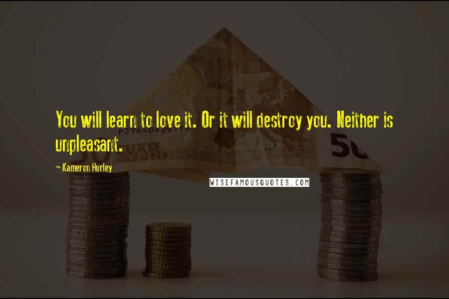 Kameron Hurley Quotes: You will learn to love it. Or it will destroy you. Neither is unpleasant.