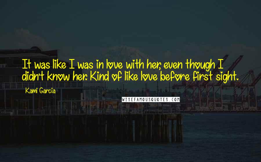 Kami Garcia Quotes: It was like I was in love with her, even though I didn't know her. Kind of like love before first sight.