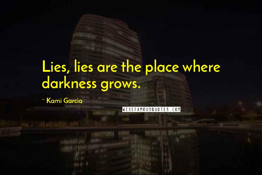 Kami Garcia Quotes: Lies, lies are the place where darkness grows.