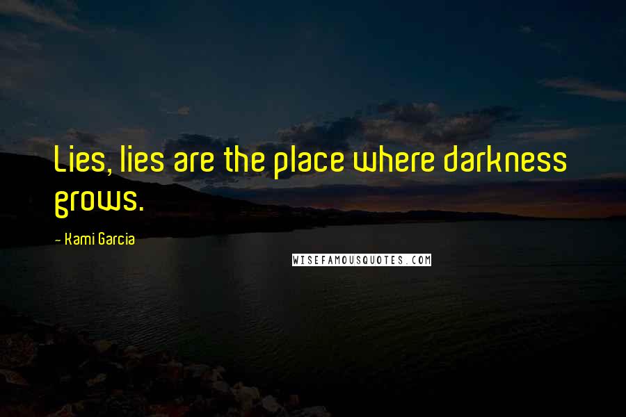 Kami Garcia Quotes: Lies, lies are the place where darkness grows.