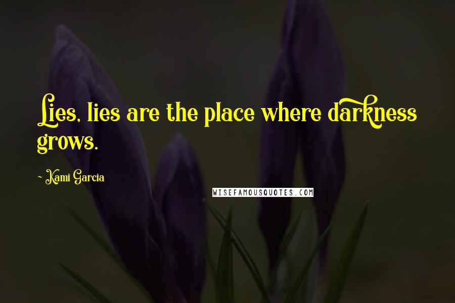 Kami Garcia Quotes: Lies, lies are the place where darkness grows.