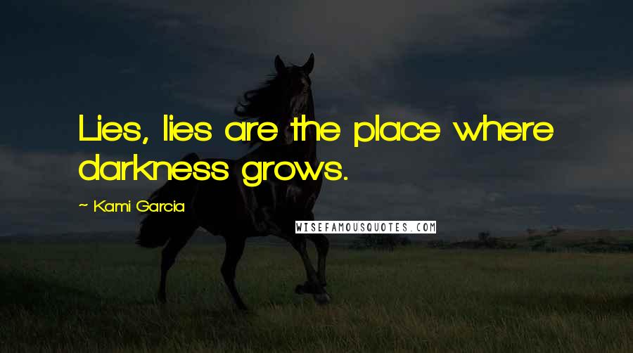 Kami Garcia Quotes: Lies, lies are the place where darkness grows.