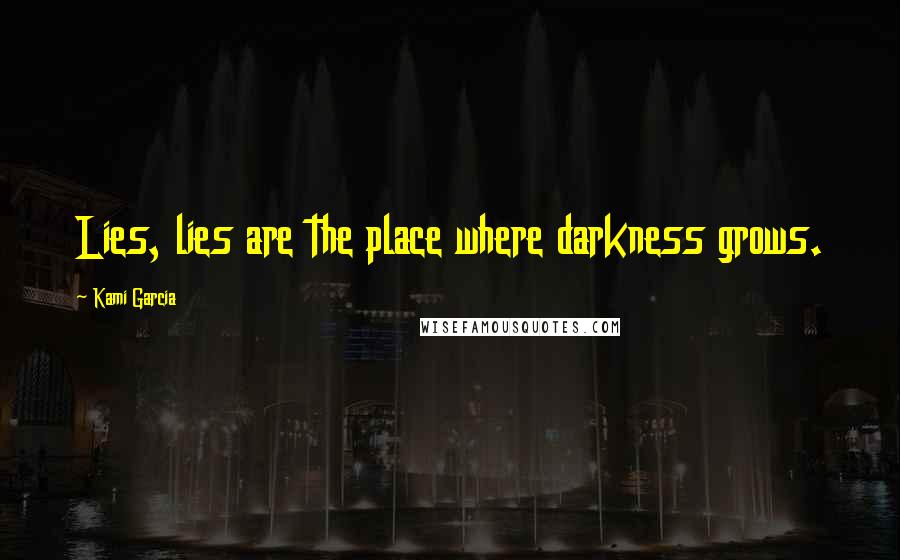 Kami Garcia Quotes: Lies, lies are the place where darkness grows.