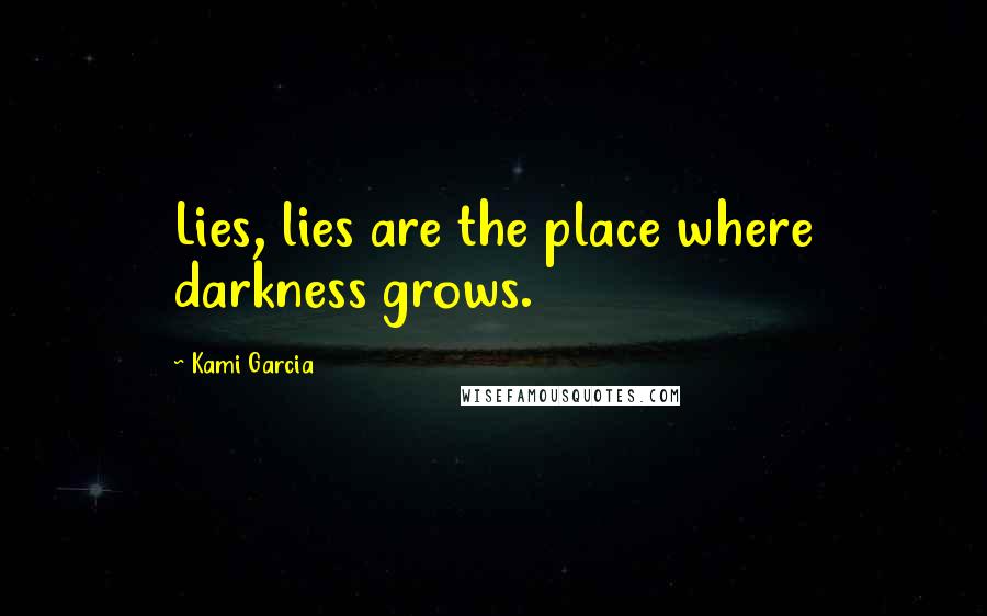Kami Garcia Quotes: Lies, lies are the place where darkness grows.