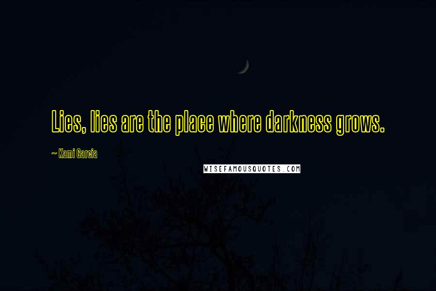 Kami Garcia Quotes: Lies, lies are the place where darkness grows.