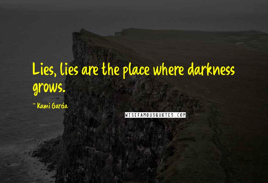 Kami Garcia Quotes: Lies, lies are the place where darkness grows.
