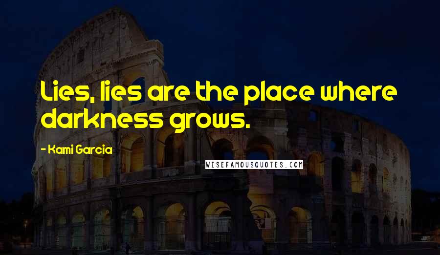 Kami Garcia Quotes: Lies, lies are the place where darkness grows.