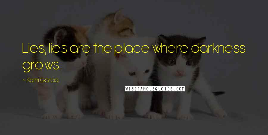 Kami Garcia Quotes: Lies, lies are the place where darkness grows.