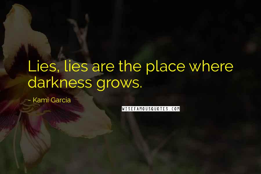 Kami Garcia Quotes: Lies, lies are the place where darkness grows.