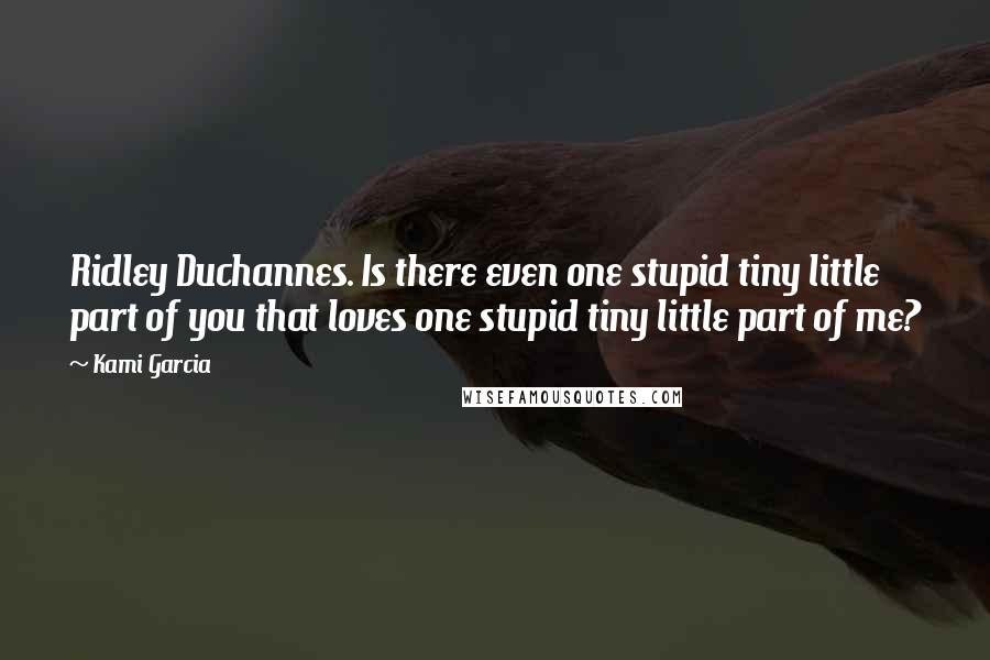 Kami Garcia Quotes: Ridley Duchannes. Is there even one stupid tiny little part of you that loves one stupid tiny little part of me?