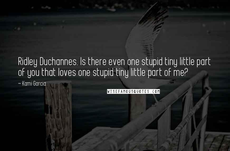 Kami Garcia Quotes: Ridley Duchannes. Is there even one stupid tiny little part of you that loves one stupid tiny little part of me?
