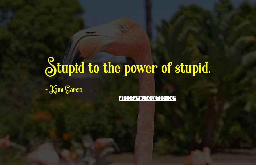 Kami Garcia Quotes: Stupid to the power of stupid.