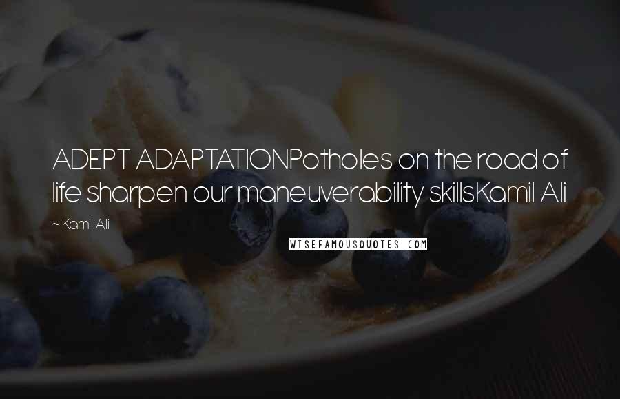 Kamil Ali Quotes: ADEPT ADAPTATIONPotholes on the road of life sharpen our maneuverability skillsKamil Ali