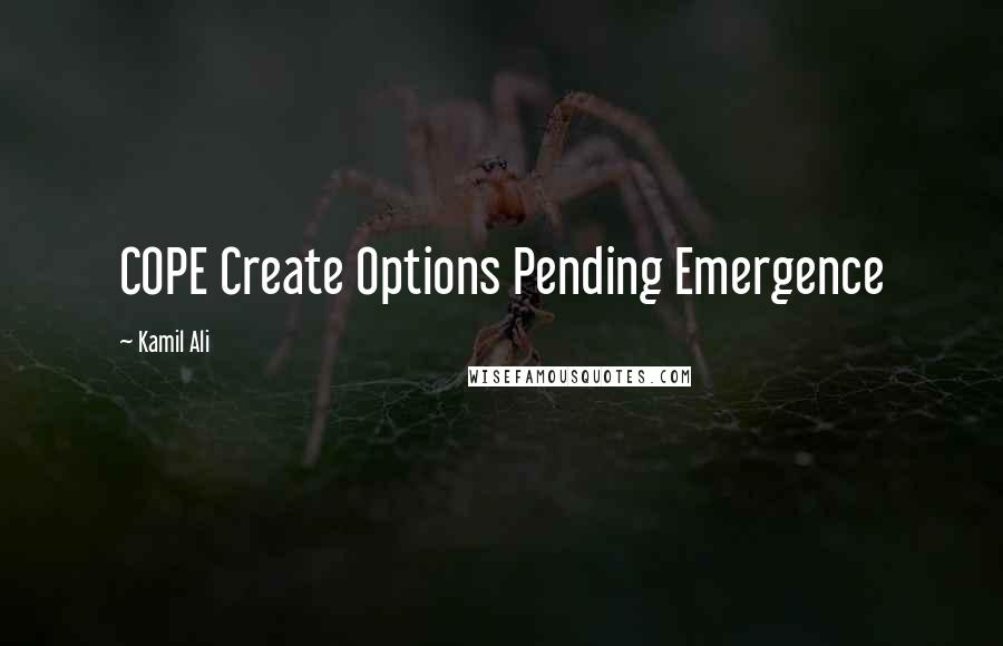 Kamil Ali Quotes: COPE Create Options Pending Emergence