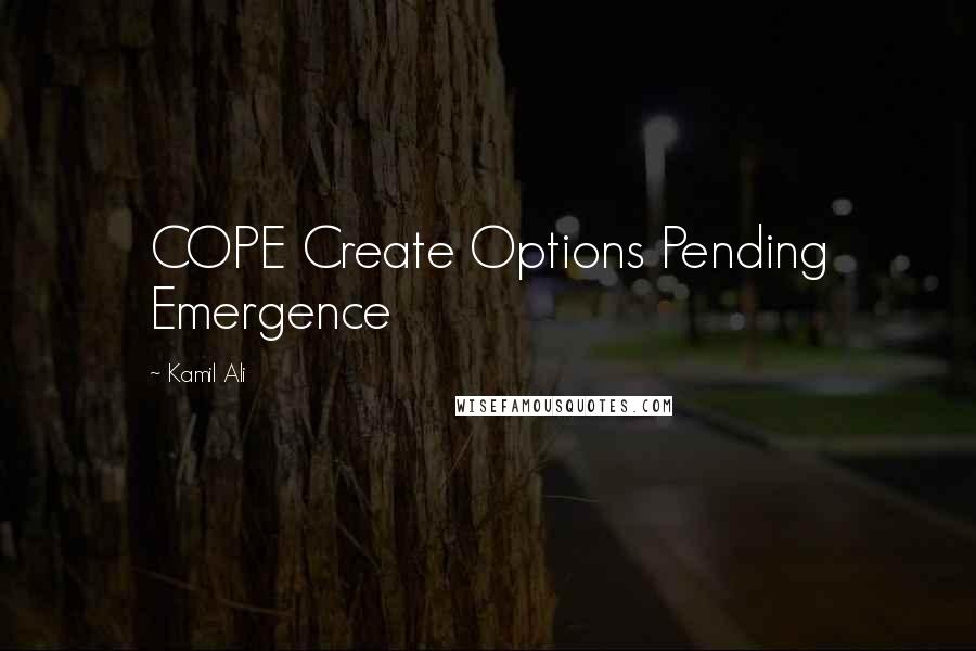 Kamil Ali Quotes: COPE Create Options Pending Emergence