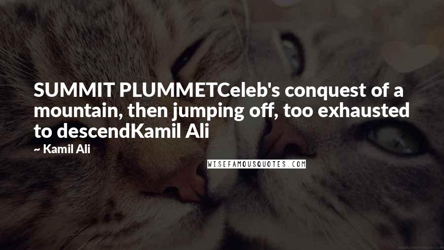 Kamil Ali Quotes: SUMMIT PLUMMETCeleb's conquest of a mountain, then jumping off, too exhausted to descendKamil Ali