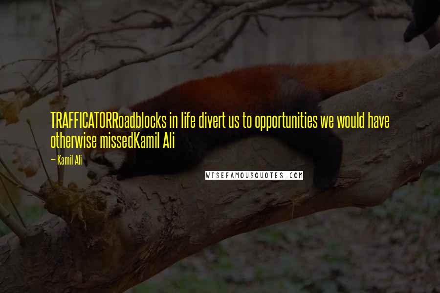 Kamil Ali Quotes: TRAFFICATORRoadblocks in life divert us to opportunities we would have otherwise missedKamil Ali