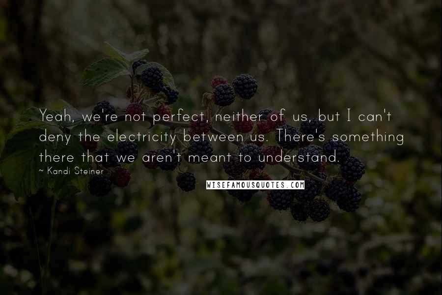 Kandi Steiner Quotes: Yeah, we're not perfect, neither of us, but I can't deny the electricity between us. There's something there that we aren't meant to understand.
