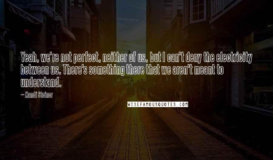 Kandi Steiner Quotes: Yeah, we're not perfect, neither of us, but I can't deny the electricity between us. There's something there that we aren't meant to understand.