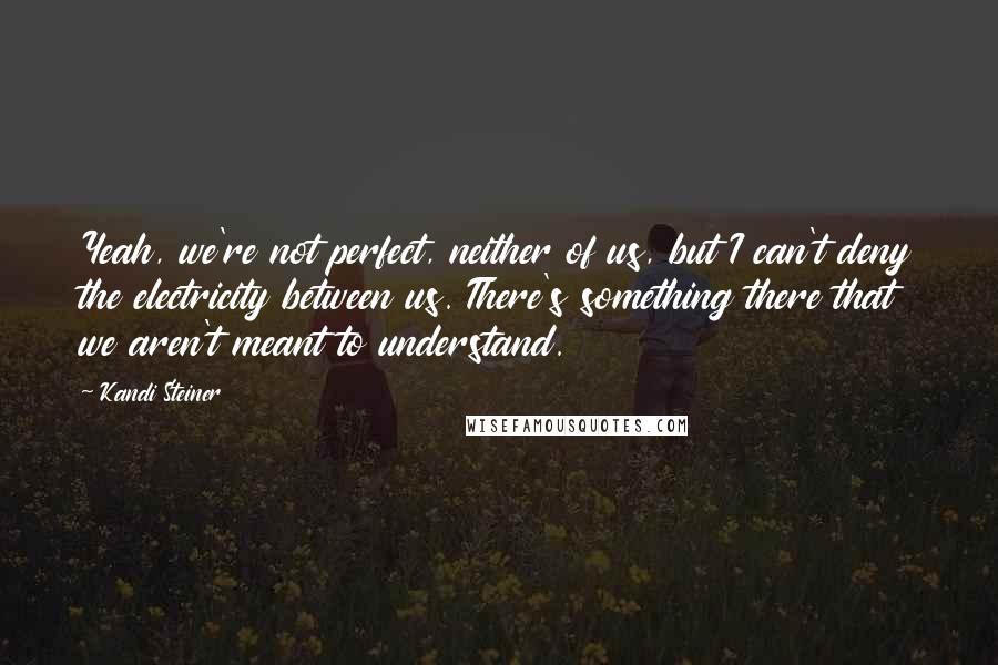 Kandi Steiner Quotes: Yeah, we're not perfect, neither of us, but I can't deny the electricity between us. There's something there that we aren't meant to understand.