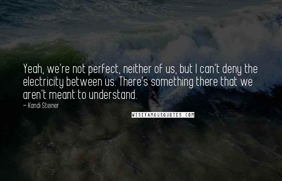 Kandi Steiner Quotes: Yeah, we're not perfect, neither of us, but I can't deny the electricity between us. There's something there that we aren't meant to understand.