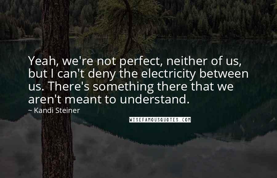 Kandi Steiner Quotes: Yeah, we're not perfect, neither of us, but I can't deny the electricity between us. There's something there that we aren't meant to understand.