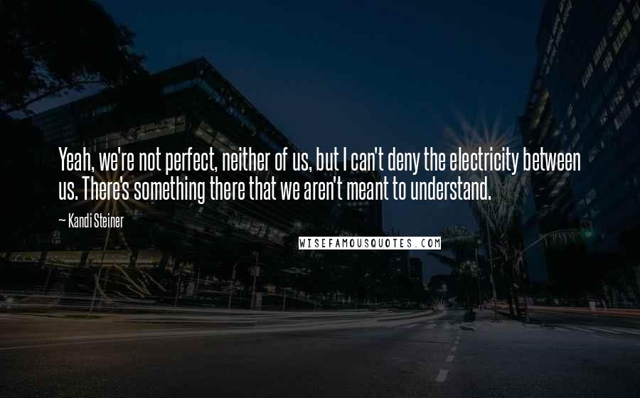 Kandi Steiner Quotes: Yeah, we're not perfect, neither of us, but I can't deny the electricity between us. There's something there that we aren't meant to understand.