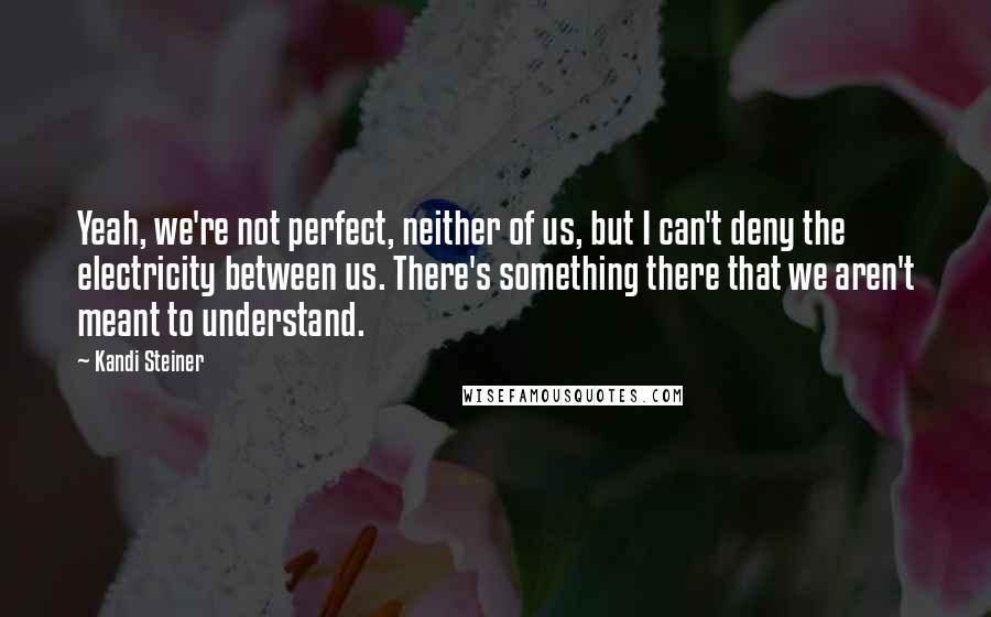 Kandi Steiner Quotes: Yeah, we're not perfect, neither of us, but I can't deny the electricity between us. There's something there that we aren't meant to understand.