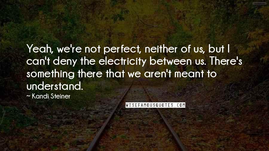 Kandi Steiner Quotes: Yeah, we're not perfect, neither of us, but I can't deny the electricity between us. There's something there that we aren't meant to understand.