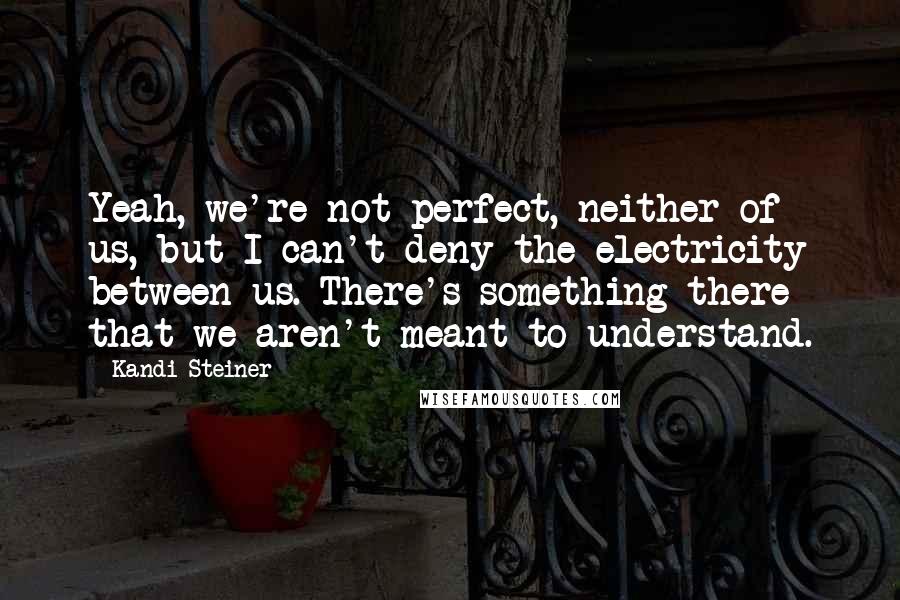 Kandi Steiner Quotes: Yeah, we're not perfect, neither of us, but I can't deny the electricity between us. There's something there that we aren't meant to understand.