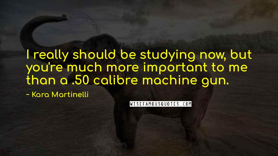 Kara Martinelli Quotes: I really should be studying now, but you're much more important to me than a .50 calibre machine gun.