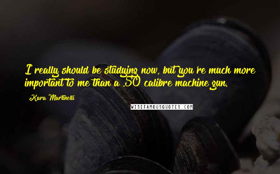 Kara Martinelli Quotes: I really should be studying now, but you're much more important to me than a .50 calibre machine gun.