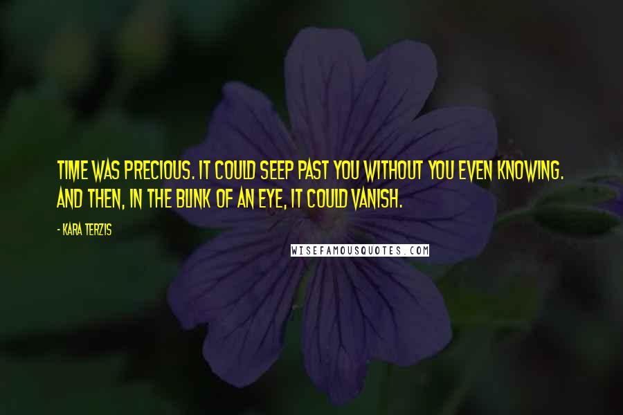 Kara Terzis Quotes: Time was precious. It could seep past you without you even knowing. And then, in the blink of an eye, it could vanish.