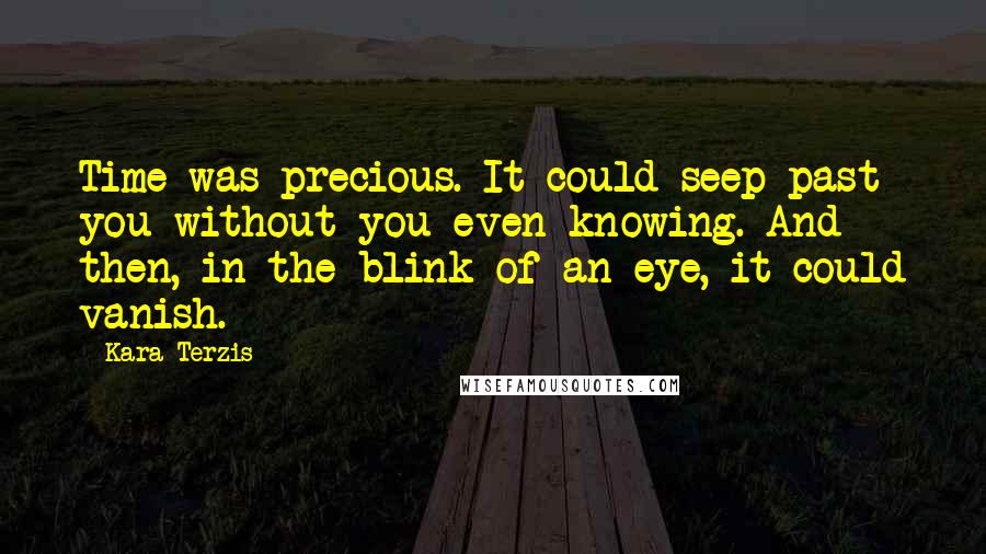 Kara Terzis Quotes: Time was precious. It could seep past you without you even knowing. And then, in the blink of an eye, it could vanish.