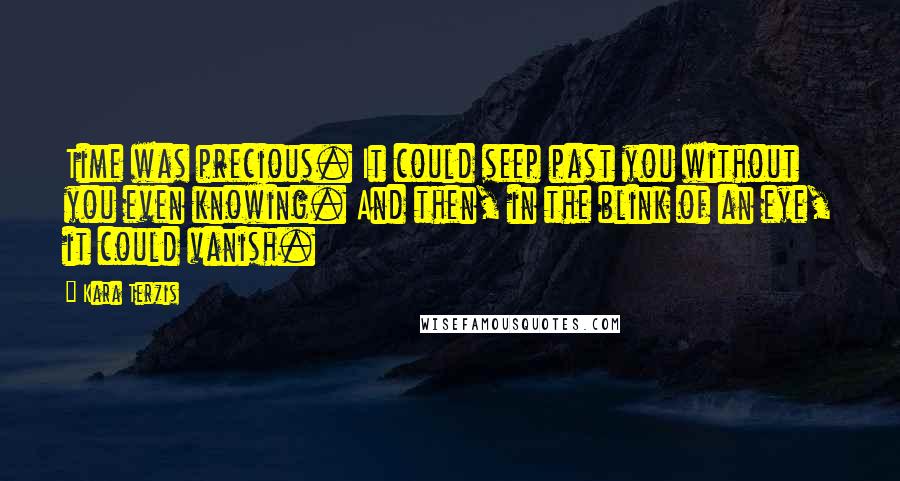 Kara Terzis Quotes: Time was precious. It could seep past you without you even knowing. And then, in the blink of an eye, it could vanish.