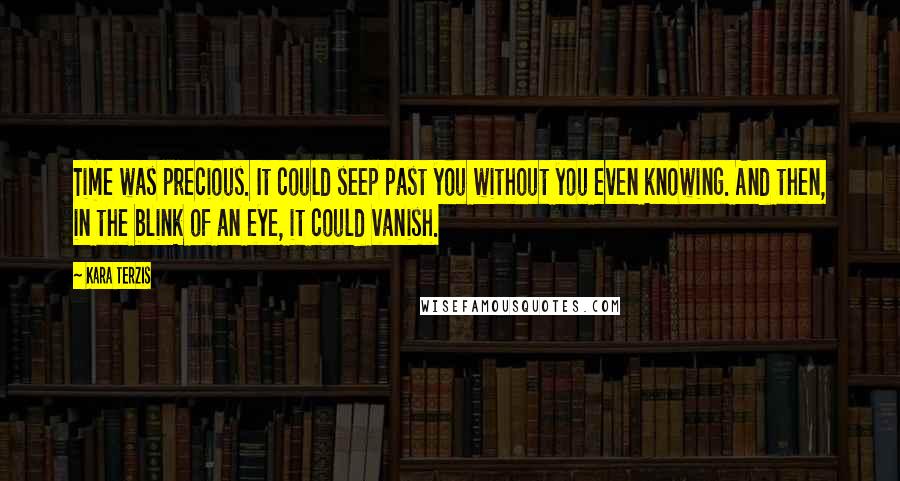 Kara Terzis Quotes: Time was precious. It could seep past you without you even knowing. And then, in the blink of an eye, it could vanish.