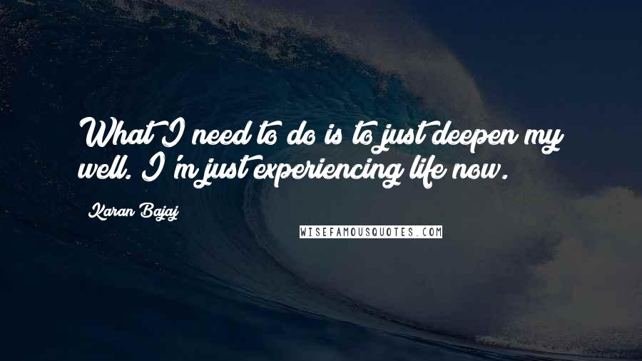 Karan Bajaj Quotes: What I need to do is to just deepen my well. I'm just experiencing life now.