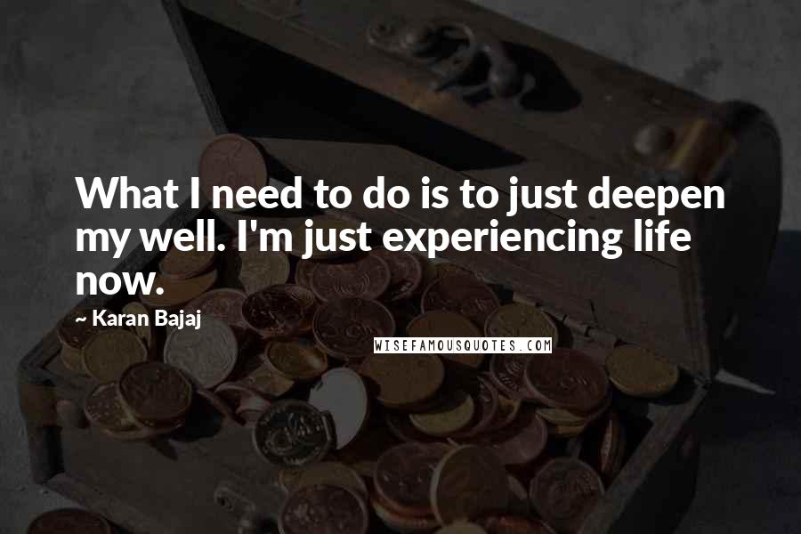 Karan Bajaj Quotes: What I need to do is to just deepen my well. I'm just experiencing life now.