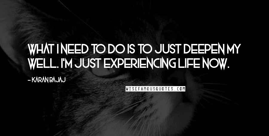 Karan Bajaj Quotes: What I need to do is to just deepen my well. I'm just experiencing life now.