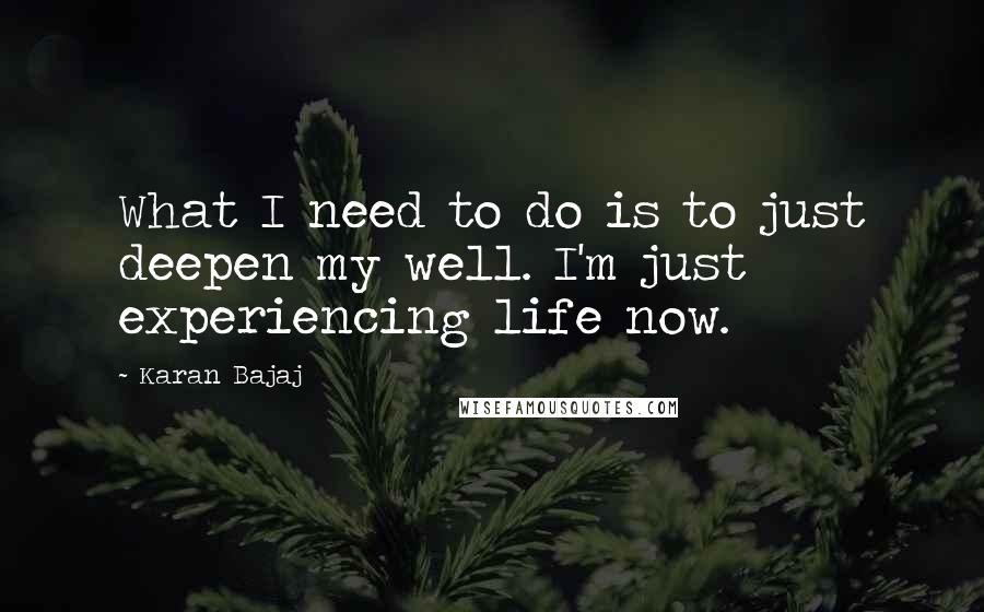 Karan Bajaj Quotes: What I need to do is to just deepen my well. I'm just experiencing life now.