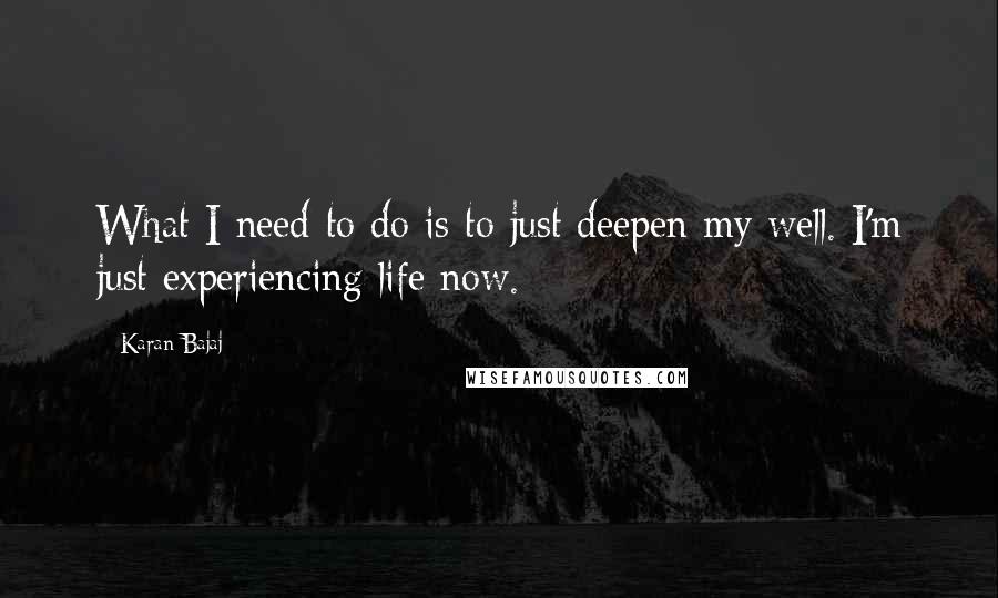 Karan Bajaj Quotes: What I need to do is to just deepen my well. I'm just experiencing life now.