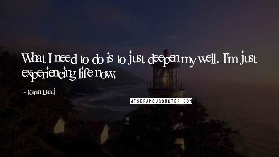 Karan Bajaj Quotes: What I need to do is to just deepen my well. I'm just experiencing life now.