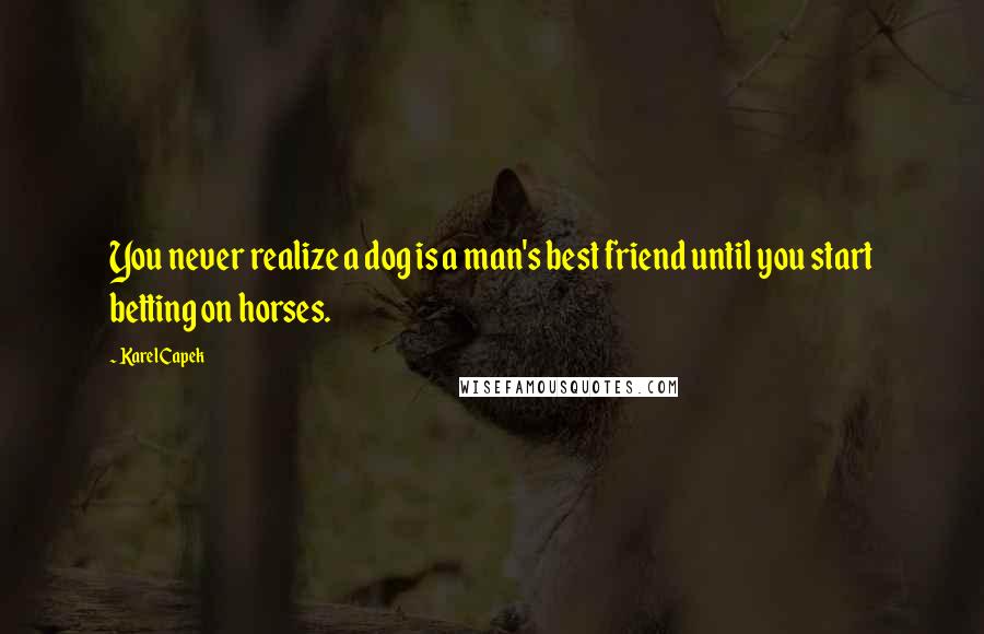 Karel Capek Quotes: You never realize a dog is a man's best friend until you start betting on horses.