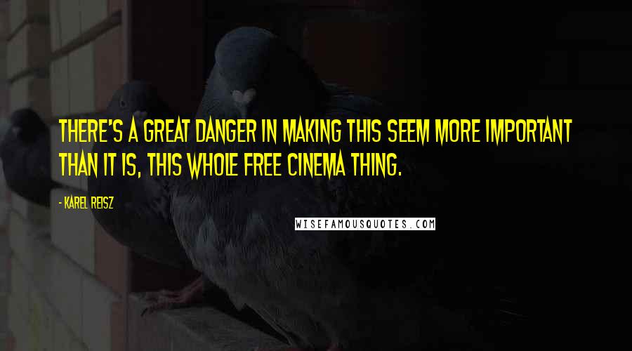 Karel Reisz Quotes: There's a great danger in making this seem more important than it is, this whole Free Cinema thing.